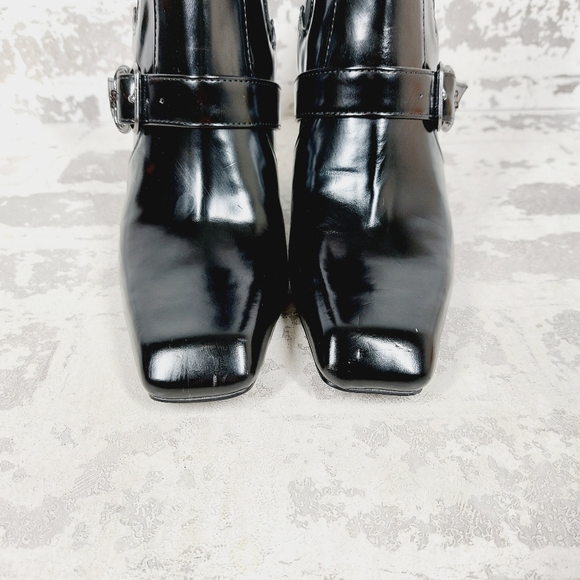 NEW Sam Edelman Suzette Black Patent Leather Western Boots K240 - Picture 9 of 13